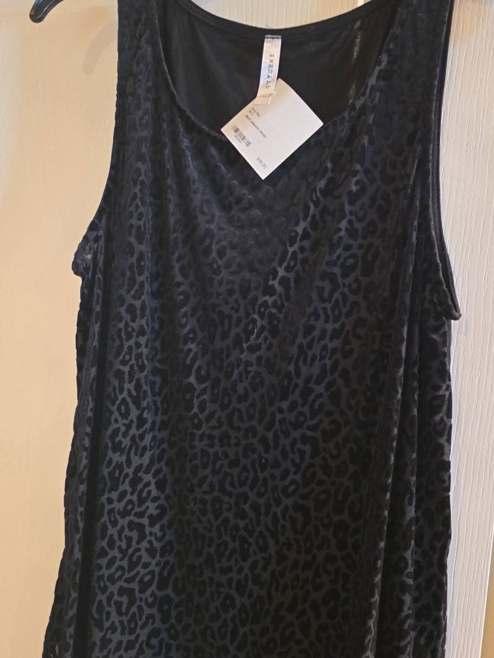 Emerald Black Velvet Leopard-Texture Tank Top